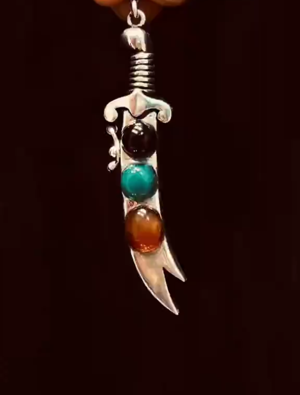 Zulfiqar Necklace with Aqeeq Stones