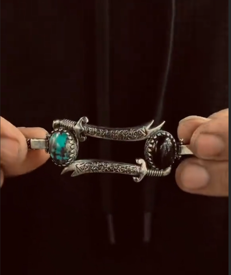 Double zulfiqar sword stone bracelet